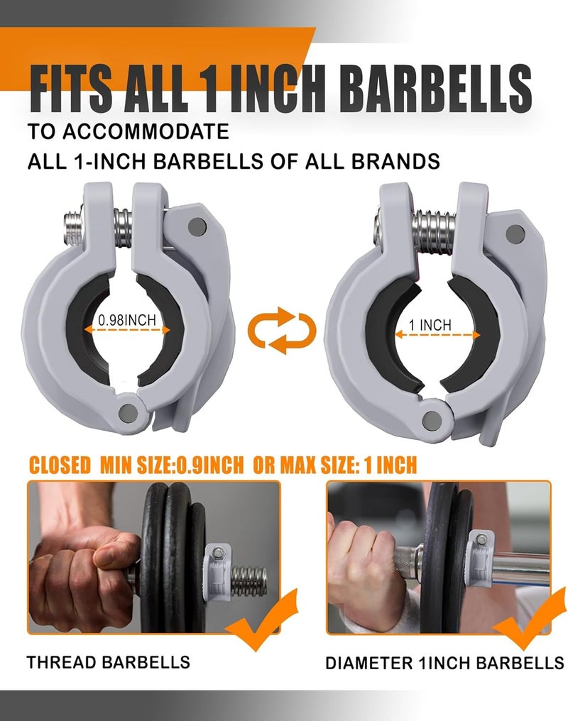 MAXRICH T Barbell Clamp 1 inch Multiple Sizes & Adjustable Weight Clips for Barbell Quick Release Barbell Clips|Barbell Collar Bar Locks for Weight Lifting (Gray) - Image 4